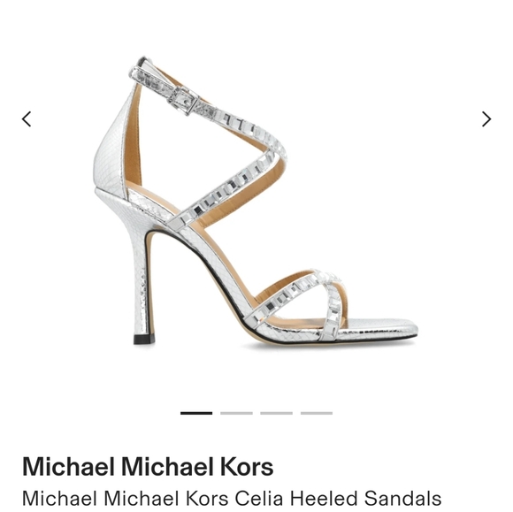 NWT Michael Kors Strappy Silver Gemstone Heeled Sandals High Heel Party … - Picture 7 of 16